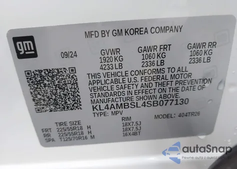 2025 Buick Encore Gx Preferred Fwd from USA, damaged, VIN KL4AMBSL4SB077130